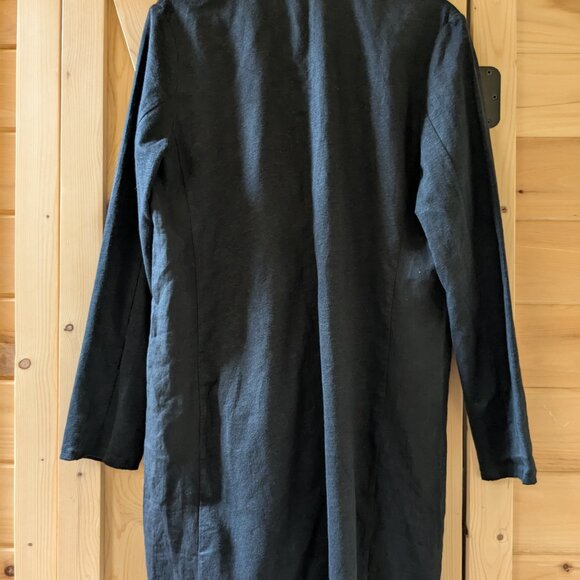 Majestic Filatures Raw Edge Linen Open Front Blazer Black Long Jacket Size 4 - Picture 9 of 9